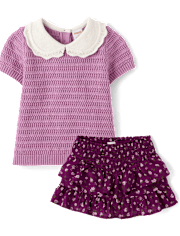 Girls Peter Pan Sweater Top 2-Piece Outfit Set - Magical Meadows