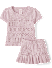 Girls Pointelle Sweater Top 2-Piece Outfit Set - Magical Meadows