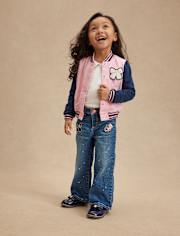Girls Bow Varsity Jacket 3-Piece Outfit Set - Campus Cuties