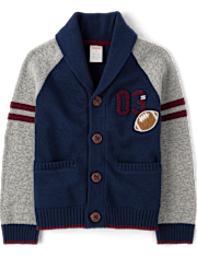 Boys Embroidered Varsity Cardigan 3-Piece Outfit Set - Campus Cuties