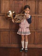 Girls Bow Varsity Jacket 3-Piece Outfit Set - Campus Cuties
