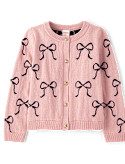 Girls Bow Cardigan 3-Piece Outfit Set - Campus Cuties
