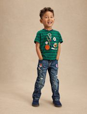 Boys Embroidered Varsity Sports 2-Piece Outfit Set - Campus Cuties