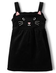 Girls Embroidered Cat Corduroy Skirtall 2-Piece Outfit Set - Halloween