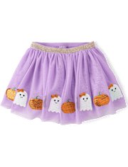 Girls Crochet Ghost Sweater 2-Piece Outfit Set - Halloween