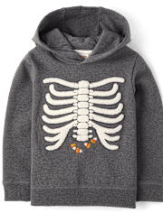 Boys Embroidered Skeleton Fleece Jogger 2-Piece Outfit Set - Halloween