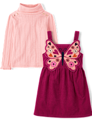 Girls Applique Butterfly 2-Piece Outfit Set - Fall Celebrations