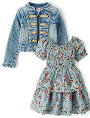 Girls Floral Pleated 2-Piece Outfit Set - Highland Hills