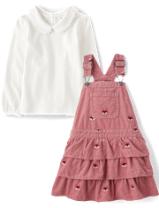 Girls Embroidered Fox 2-Piece Outfit Set - Highland Hills