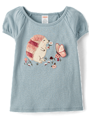 Girls Embroidered Hedgehog 2-Piece Outfit Set - Highland Hills