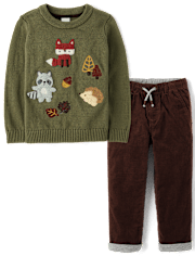 Boys Embroidered Animal 2-Piece Outfit Set - Highland Hills
