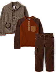 Boys Embroidered Horse 3-Piece Outfit Set - Highland Hills