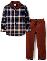 Boys Plaid 2-Piece Outfit Set - Highland Hills