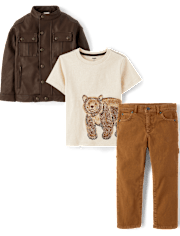Boys Embroidered Bear 3-Piece Outfit Set - Highland Hills