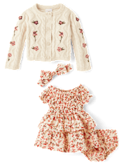 Baby Girls Embroidered Floral 3-Piece Outfit Set - Homegrown by Gymboree
