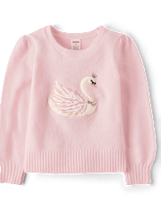 Girls Sequin Swan Sweater 2-Piece Outfit Set - On Pointe
