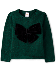 Girls Oversized Bow Sweater And Bubble Skirt 2-Piece Outfit Set - Royal Christmas