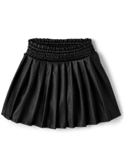 Girls Ruffle Cardigan And Faux Leather Skort 2-Piece Outfit Set - Royal Christmas