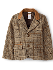 Boys Plaid Blazer 3-Piece Outfit Set - Royal Christmas