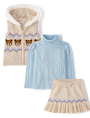 Girls Bear Fairisle 3-Piece Outfit Set - First Frost