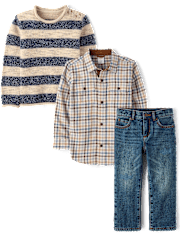 Boys Gingham 3-Piece Outfit Set - First Frost