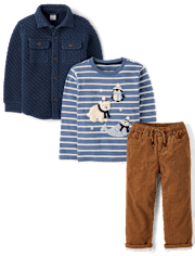 Boys Embroidered Polar Animals 3-Piece Outfit Set - First Frost