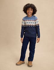 Boys Fairisle Cable Knit 2-Piece Outfit Set - First Frost