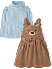 Girls Applique Bear 2-Piece Outfit Set - First Frost