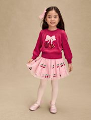 Girls Sequin Cherry 2-Piece Outfit Set - Mon Cheri