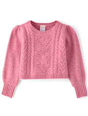 Girls Heart Cable Knit 2-Piece Outfit Set - Mon Cheri