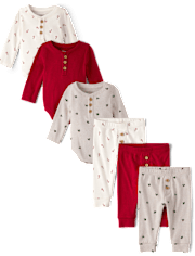 Baby Holiday Henley Bodysuit 6-Piece Outfit Set - Homegrown by Gymboree