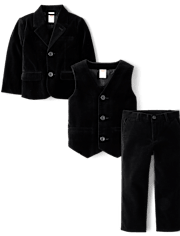 Boys Velvet Suit 3-Piece Outfit Set - Royal Christmas
