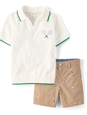 Boys Embroidered Sports 2-Piece Outfit Set - Club House