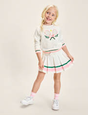 Girls Embroidered Tennis Racquet 2-Piece Outfit Set - Club House
