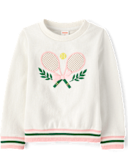 Girls Embroidered Tennis Racquet 2-Piece Outfit Set - Club House