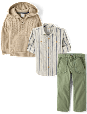 Boys Garment Dyed 3-Piece Outfit Set - Driftwood Bay