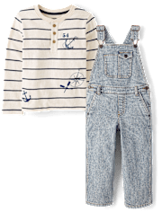 Boys Embroidered Coastal 2-Piece Outfit Set - Driftwood Bay