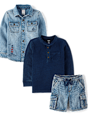 Boys Embroidered Lighthouse 3-Piece Outfit Set - Driftwood Bay