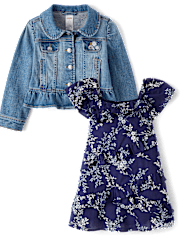 Girls Embroidered Floral 2-Piece Outfit Set - Driftwood Bay