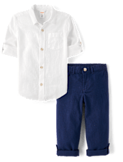 Boys Linen-Blend 2-Piece Outfit Set - Linen Edit