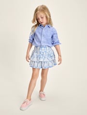 Girls Print Linen-Blend 2-Piece Outfit Set - Linen Edit