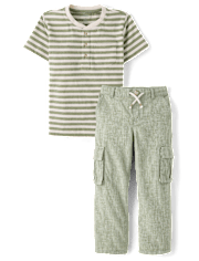 Boys Striped Linen-Blend 2-Piece Outfit Set - Linen Edit
