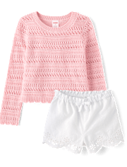 Girls Embroidered Linen-Blend 2-Piece Outfit Set - Linen Edit