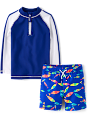 Boys Fish Rashguard Swimsuit - Swim Shop