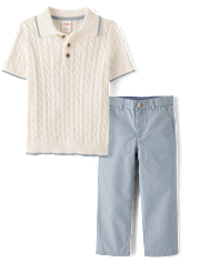 Boys Cable Knit 2-Piece Outfit Set - Enchanted Garden