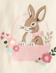 Girls Applique Crochet Bunny 2-Piece Outfit Set - Enchanted Garden