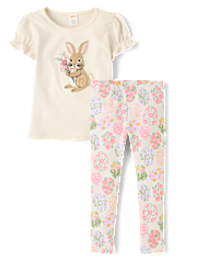 Girls Floral Easter 2-Piece Outfit Set- Enchanted Garden