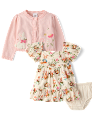Baby Girls Applique Bunny 2-Piece Outfit Set - Enchanted Garden