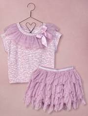 Girls Bow Tulle Tiered 2-Piece Outfit Set - Marchesa Mini x Gymboree