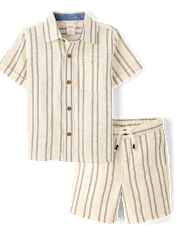 Boys Striped Textured 2-Piece Outfit Set - Driftwood Bay